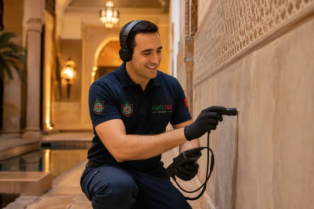 Technicien AQUATEK en recherche de fuite à Marrakech